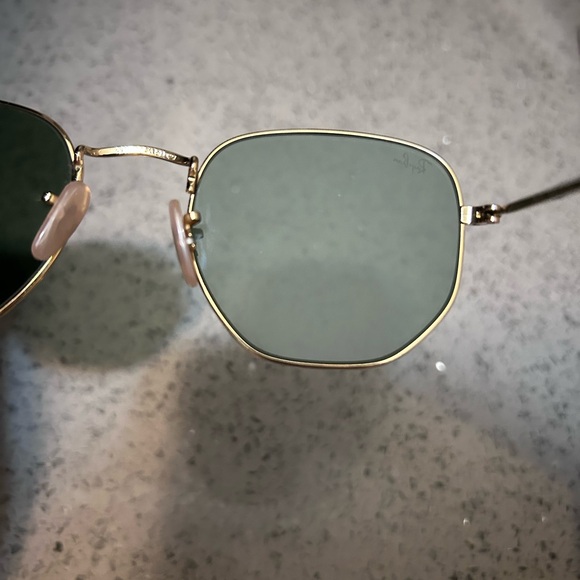 Ray-Ban Gold Hexagonal Sunglasses and Brown Case - Picture 3 of 6